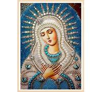 5D Diamond Painting Kits, Full Drill Religion Virgin Mary Diamonds Picture DIY Diamond Art Women, Christian Rhinestone Mosaic Paintings for Home Wall Decor Christmas Gifts, 12x16in Canvas