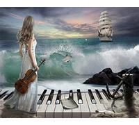 5D Diamond Painting Kits, Girl Wave Boat Piano Violin WOWDECOR Full Drill DIY Diamond Art Cross Stitch Paint by Numbers