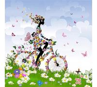 5D Diamond Painting Kits,Girls Bikes Adults Kids Round drill Diamond Art by Numbers Kits DIY Full Drill Crystal Embroidery Cross Stitch Diamond Paintings Craft for Home Office Wall Decor 50x50cm
