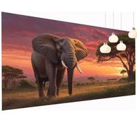 5D Diamond Painting Kits Landscape, DIY Elephant Large Diamond Art Kits Adults, Round Full Drill Crystal Art Embroidery Pain by Numbers, Mosaic Canvas Wall Arts, for Home Decor 16x36 Inch S2-1072