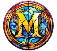 5D Diamond Painting Kits Letter M Stained Glass Diamond Art Painting Art Craft Kits for Home Wall Decor
