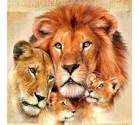 5D Diamond Painting Kits,Lion Family Adults Kids Round drill Diamond Art by Numbers Kits DIY Full Drill Crystal Embroidery Cross Stitch Diamond Paintings Craft for Home Office Wall Decor 40x40cm