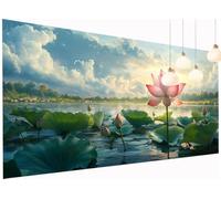 5D Diamond Painting Kits Lotus, DIY Cloud Large Diamond Art Kits Adults, Square Full Drill Crystal Art Embroidery Cross Stitch Pain by Numbers, Mosaic Canvas Wall Arts, Home Decor 32x64 Inch S2-267