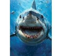 5D Diamond Painting Kits Shark, Diamond Art Kits Adults Ocean, DIY Full Drill Embroidery Crystal Art and Crafts for Adults, Mosaic Production, Paintings for Home Wall Decor Gifts 60X80cm Z-4968