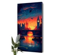 5D Diamond Painting Kits Sunset, DIY London Large Diamond Art Kits Adults, Square Full Drill Crystal Art Embroidery Pain by Numbers, Mosaic Making Canvas Wall Arts, for Home Decor 32x64 Inch S2-191