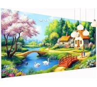 5D Diamond Painting Kits Swan, DIY Landscape Large Diamond Art Kits Adults, Square Full Drill Crystal Art Embroidery Pain by Numbers, Mosaic Making Canvas Wall Arts, for Home Decor 28x56 Inch S2-1263