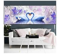 5D Diamond Painting Kits,Swan Love Full Drill Diamond Art, Pictures Painting by Numbers for Adults Kids, DIY Rhinestone Embroidery Cross Stitch Kits, for Home Wall Decor Round Drill 50x100cm(20x40in)
