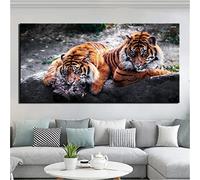 5D Diamond Painting Kits,Two Tigers Full Drill Diamond Art, Pictures Painting by Numbers for Adults Kids, DIY Rhinestone Embroidery Cross Stitch Kits, for Home Wall Decor Round Drill 60x120cm(24x48in)