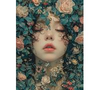 5D Diamond Painting Kits Woman, Diamond Art Kits Adults Flower, DIY Full Drill Embroidery Crystal Art and Crafts for Adults, Mosaic Production, Paintings for Home Wall Decor Gifts 60X70cm L-2930