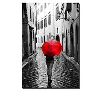 5D Diamond Painting Kits,Woman With A Red Umbrella Full Drill Diamond Art, Pictures Painting by Numbers for Adults, DIY Embroidery Cross Stitch Kits, for Home Wall Decor Round Drill 50x100cm(20x40in)