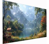 5D Diamond Painting Lake Large Diamond Art Plant Picture DIY Square Full Drill Gem Art Crystal Embroidery Cross Stitch Set for Adults & Kids, Perfect for Wall Decor, Relaxing Hobby 80x160cm Z1-518