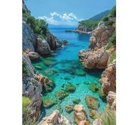 5D Diamond Painting Landscape Diamond Art Kits for Adults, Small Diamond Art 50x70cm Sea Diamond Painting Kits, Square Full Drill Crystal Art Embroidery Crafts, Room Wall Decor Gifts for Women -Jr47