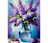 5D Diamond Painting Lavender - DIY Vase Flower Diamond Art Craft Painting Kits Full Drill, Gem Art Set Crystal Rhinestone Embroidery Canvas for Adults Gifts Home Wall Decor (16x12 inch)