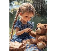 5D Diamond Painting Little Bear, DIY Girl Diamond Art Kits Adults Round Full Drill Gem Arts and Crafts for Adults kit Crystal Art Rhinestone Canvas Painting for Home Wall Decor Gifts 32x39 inch Q4-290