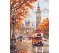 5D Diamond Painting London, DIY Bus Diamond Art Kits Adults Square Full Drill Gem Arts and Crafts for Adults kit Crystal Art Rhinestone Embroidery Painting for Home Wall Decor Gifts 20x28 inch Q4-56