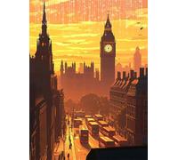 5D Diamond Painting London, DIY Street Diamond Art Kits Adults Square Full Drill Gem Arts and Crafts for Adults kit Crystal Art Rhinestone Canvas Painting for Home Wall Decor Gifts 24x32 inch Q4-204