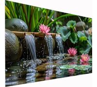 5D Diamond Painting Lotus Large Diamond Art Creek Picture DIY Square Full Drill Gem Art Crystal Embroidery Cross Stitch Set for Adults & Kids, Perfect for Wall Decor, Relaxing Hobby 50x100cm Z1-536