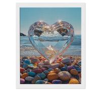 5D Diamond Painting Love Beach, Diamond Art Kits Adults, DIY Full Round Drill Gem Art Mosaic Painting, Crystal Embroidery Cross Stitch Crafts Adults Beginners Crafts for Room Decor, Gifts 60 x 80cm F7