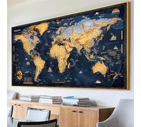 5D Diamond Painting Map Diamond Painting Kit, World Map Diamond Art Kits Adults DIY Full Drill Diamond Dots Gem Art Painting, Round Diamond Art Kits Adults Large 30x60cm, for Home Wall Decor C-D