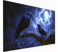 5D Diamond Painting Moon Large Diamond Art Bird Picture DIY Square Full Drill Gem Art Crystal Embroidery Cross Stitch Set for Adults & Kids, Perfect for Home Wall Decor, Relaxing Hobby 90x180cm Z1-566