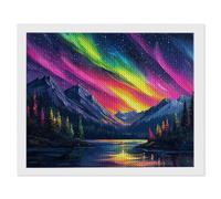 5D Diamond Painting Northern Lights, Diamond Art Kits Adults, DIY Full Round Drill Gem Art Mosaic Painting, Crystal Embroidery Cross Stitch Crafts Adults Beginners Crafts for Room Decor 60 x 80cm F-39