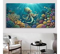 5D Diamond Painting Ocean Diamond Art Octopus, DIY Full Square Drill Gem Art Craft Kits for Kids, Arts and Crafts for Adults Rhinestone Embroidery Kit Mosaic Kit for Home Wall Decor 36x72inch, Cod-96