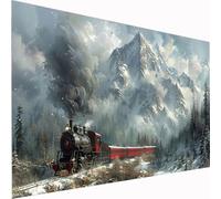 5D Diamond Painting Plant Large Diamond Art Train Picture DIY Square Full Drill Gem Art Crystal Embroidery Cross Stitch Set for Adults & Kids, Perfect for Wall Decor, Relaxing Hobby 50x100cm Z1-444