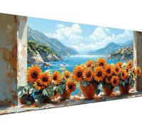 5D Diamond Painting Plant, Sunflower Diamond Art Painting Kits for Adults Kids, DIY Square Full Drill Cross Stitch Crystal Creations Gem Art Dimond Paintings for Home Room Decor 16 x 36 Inch L1-991