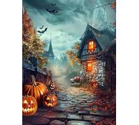 5D Diamond Painting Pumpkin Diamond Painting Kit, Halloween Diamond Art Kits Adults DIY Round Drill Diamond Dots Gem Crystal Art Kits, Large Diamond Art Painting Kits for Home Wall Decor 50x70cm D-h