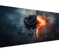 5D Diamond Painting Rose, Flame Diamond Art Painting Kits for Adults Kids, DIY Square Full Drill Cross Stitch Crystal Creations Gem Art Dimond Paintings Kits for Home Room Decor Gifts 12x24 in L1-969