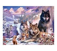 5d Diamond Painting Round Diamond Paint by Numbers for Adults Large Embroidery Mosaic Cross Stitch Full Crystal Rhinestone Kids DIY Diamond Art for Home Wall Decor Wolf,40x50cm/16x20in