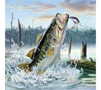 5d Diamond Painting Round Diamond Paint by Numbers for Adults Large Embroidery Mosaic Cross Stitch Full Crystal Rhinestone Kids DIY Diamond Art for Home Wall Decor Fish,20x30cm/8x12in