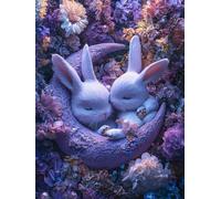 5D Diamond Painting Set, Flower Rabbit DIY Round Diamonds Painting Full Drill, Gem Art Cross Stitch Ornaments Canvas, Suitable for Beginners Adults Children, Birthday Gift for a Woman 70x140cm P1CL329