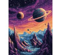 5D Diamond Painting Set, Purple Starry Sky Diamond Painting Pictures DIY Embroidery Kits for Home Wall and Entrance Decorations 40x50cm