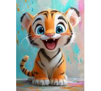 5D Diamond Painting Set, Tiger Pigment DIY Round Diamonds Painting Full Drill, Gem Art Cross Stitch Ornaments Canvas, Suitable for Beginners Adults Children, Birthday Gift for a Woman 90x180cm P1CL314