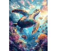 5D Diamond Painting Set, Turtle Reef DIY Round Diamonds Painting Full Drill, Gem Art Cross Stitch Ornaments Canvas, Suitable for Beginners Adults Children, Birthday Gift for a Woman 70x140cm P1CL-228