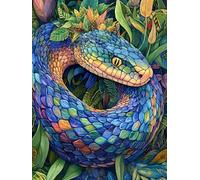 5D Diamond Painting Snake, Plant Diamond Art Kits Adults, DIY Full Round Drill Gem Art Paintings, Crystal Rhinchestone Embroidery Cross Stitch Adult Crafts Kits for Room Decor, Gifts 8x12inch VK-5