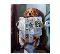 5d Diamond Painting Square Diamond Paint by Numbers for Adults Large Embroidery Mosaic Cross Stitch Full Crystal Rhinestone Kids DIY Diamond Art for Home Wall Decor Dog Toilet,30x40cm/12x16in