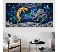 5D Diamond Painting Starry Sky Diamond Art Octopus, DIY Full Square Drill Gem Art Craft Kits for Kids Beginners, Arts and Crafts for Adults Rhinestone Mosaic Kit for Home Wall Decor 36x72inch, Cod-66
