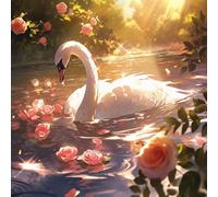 5D Diamond Painting Swan Diamond Art Kits Adults Large Diamond Painting Crystal Gem Art Mosaic Full Drill Picture Kids Cross Stitch Embroidery for Bedrooms Living Room Home Wall Decor 30x30cm