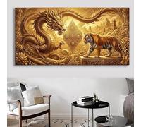 5D Diamond Painting Tiger Diamond Art Dragon, DIY Round Full Drill Gem Art Craft Kits for Kids Beginners, Arts and Crafts for Adults Embroidery Kit Mosaic Kit for Home Wall Decor 20x40inch, Cod-273