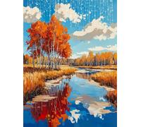 5D Diamond Painting Tree, DIY River Diamond Art Kits Adults Round Full Drill Gem Arts and Crafts for Adults kit Crystal Art Rhinestone Embroidery Canvas Painting for Wall Decor Gifts 8x12 inch Q4-310