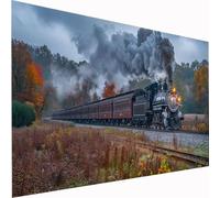 5D Diamond Painting Tree Large Diamond Art Train Picture DIY Square Full Drill Gem Art Crystal Embroidery Cross Stitch Set for Adults & Kids, Perfect for Wall Decor, Relaxing Hobby 100x200cm Z1-438
