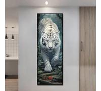 5D Diamond Painting White Tiger Diamond Art Kits Adults/Kids, DIY Dimond Picture Art Gem Art, Large Diamond Painting Embroidery Crystal Art Crafts for Room Wall Decor (13.7x41.1 Inch/105x35 cm), 10F