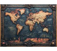 5D Diamond Painting World Map, Retro Diamond Art Kits Adults, Round Full Drill Gem Art and Crafts for Adults Beginners, DIY Embroidery Crystal Paintings for Home Wall Decor, Gifts 25x35cm I9-147