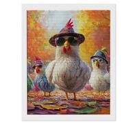 5D DIY Animal Chicken Diamond Painting Kits, Full Drill Diamond Art for Adults, Diamond Crystal Art Embroidery Cross Stitch Crafts Pictures by Numbers for Home Room Wall Decor, Gifts 20 x 28 in k-176