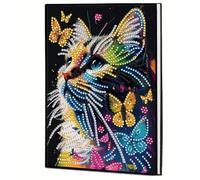 5D DIY Animal Cross Special Shaped Diamond Art Painting Notebook Kit, 50 Pages A5 No Lines Diamond Painting Journal Notebook, Crystal Notepad Sketchbook for Adults Home Office Art Drawing-04