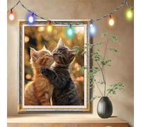 5D DIY Animal,Kitten Diamond Art Kits Adults, Full Drill Diamond Painting by Numbers Kits for Beginners, Gem Art and Rhinestone Embroidery Canvas Picture for Home Wall Decor Gift (60x80cm) 59N-5715