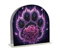 5D DIY Animal Plant Acrylic Diamond Painting Napkin Holder Kits, Diamond Painting Paper Towel Holder Ornament for Beginner, Diamond Art Paper Storage Rack for Home Office Decor-Rose Paw-23