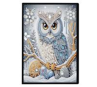 5D DIY Animal Special Shaped Diamond Art Painting Notebook Kit, A5 No Lines Diamond Painting Journal Notebook, 50 Pages Crystal Notepad Sketchbook for Adults Home Office Art Drawing-01